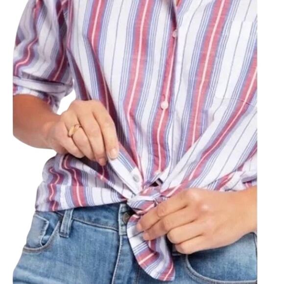 Grayson The Hero Red White Blue Stripe Long Sleeve Button Up Americana Shirt - Picture 2 of 16